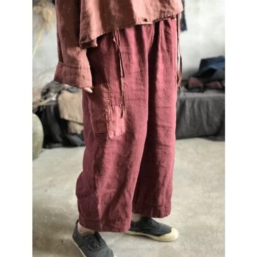 Women Summer Autumn Patchwork Harem Pants Ladies Vintage Linen Harem Trousers Female 2021 Flax Harem pants