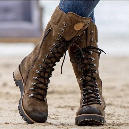 Women Winter Boots Female Snow Boots Dark Colour Warm Fur Insole Non-slip Outsole Zipper Upper Lace Style Woman Shoes Plus Size