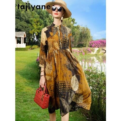 Woman Real Dress Silk Summer Dresses for Women Long Sleeve Dress 100% Silk Womens Clothing Elegant Vestido TN2533