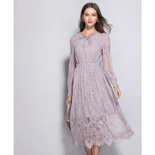 Spring 2021 Summer Fashion Party Dresses Women Sexy Lantern Long Sleeve Stitching Lace Ladies Elegant Casual Dresses Vestidos