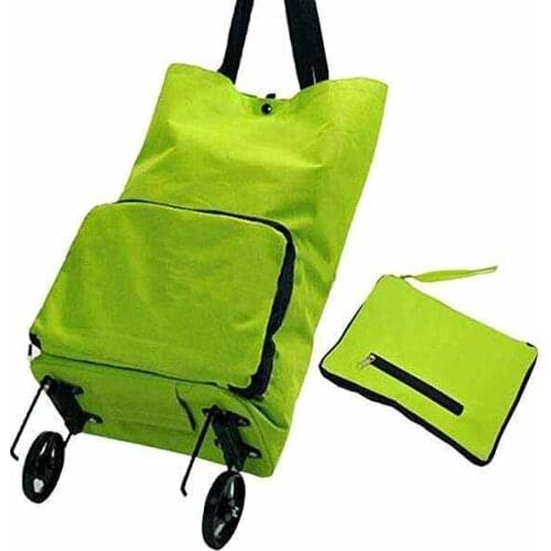 1pc Portable Foldable Shopping Cart Tool 2-in-1 Foldable Shopping Cart Oxford Fabric Multifunction Shopping Bag Organizer
