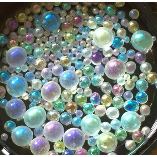 100g White Mixed Sizes 0.8-3mm Symphony Multicolors Bubble Beads For Jewelry Epoxy Resin Fillers DIY Making Nail Art Decoration