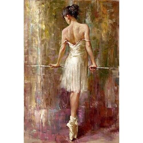 100% HAND PAINTED Oil painting young girl in white dress reading a novel in summer Hand painted