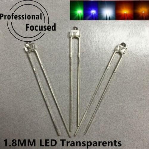 100Pcs 1.8MM LED Diode Light Assorted Kit Green Blue warm White Yellow Red Orange Amber Pink COMPONENT DIY kit transparents