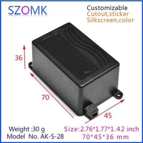 2pcs/lot plastic housing electronics abs junction box in black color for pcb broad 70x45x36mm