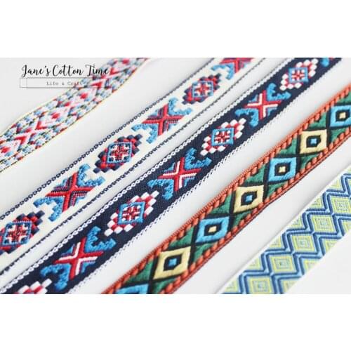 5yards/lot boho chic embroidery webbing 2cm wide ethinic emboried ribbon in vintage style accessory for bag garment