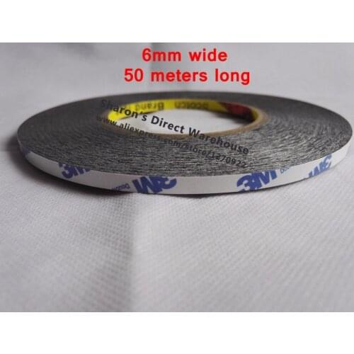 6mm wide, Phone Screen LCD Display use Double Adhesive 9448 Tape, White/Black Choose, 50 Meters long