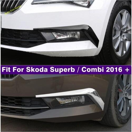 Car Accessories Front Blade Trim ABS Black / Chrome For Skoda Superb Combi 2016 - 2019 Lights Eyebrow Wind Knife Fog Lamps Frame