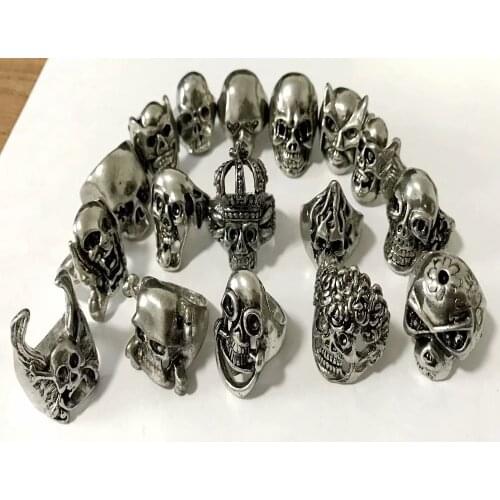 35 pcs biker mens mixed skull gothic alloy rings