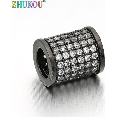 10*12mm Brass Cubic Zirconia Round Beads DIY Jewelry Bracelet Necklace Making, Hole: 6mm, Model: VZ57