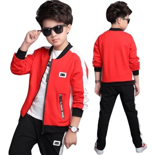 Childrens wear boys autumn sports suit Terry cloth fashion sportswear boys jacket coats and pants 2pc Clothing sets