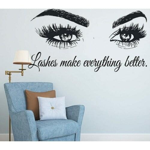Girl eyelashes eye wall vinyl sticker beauty salon salon decoration eye makeup reference window decal 2JM5