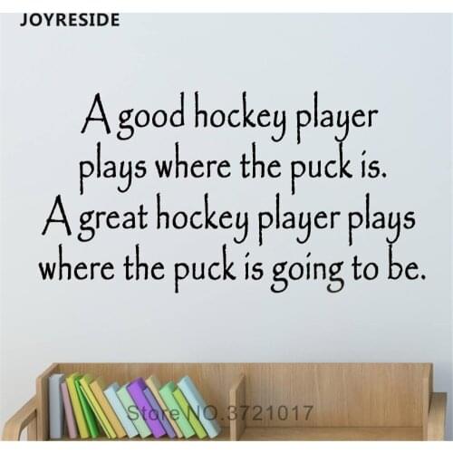 JOYRESIDE Good Hockey Player Plays Where the Puck Is Sticker Quotes Decals Vinyl Home Living Room Interior Bedroom Mural A1368