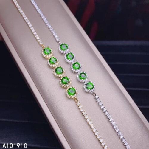 KJJEAXCMY boutique jewelry 925 sterling silver inlaid Natural Diopside gemstone ladies bracelet support detection popular