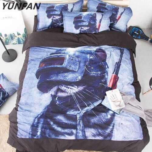 Cartoon helmet cat Bedding Sets Navy Blue bedclothes duvet cover quilt cover pillow cases Comfortable Home textile export