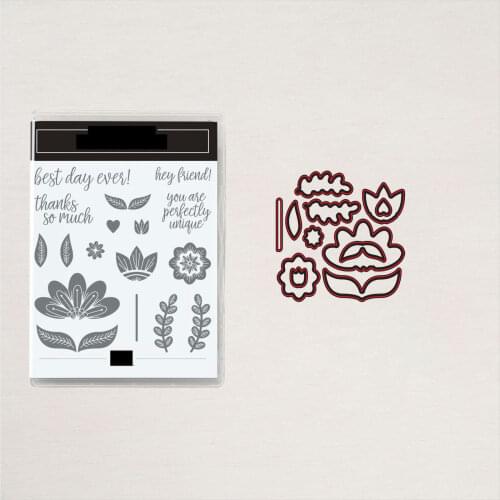 Summer Lotus Flower Cutting Dies and Stamps Scrapbook Dariy Decoration Stencil Embossing Template Diy Greeting Card Make Albums