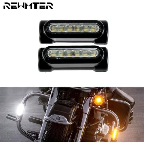 Motorcycle LED Highway Bar Switchback Driving Turn Signal Light Black/Chrome For Harley Touring Sportster XL Dyna For Victory