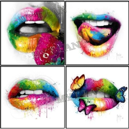 Full square/round drill 5D diy diamond paintings"Sexy lips"3D embroidery pattern resin cross stitch mosaic room decor sticker
