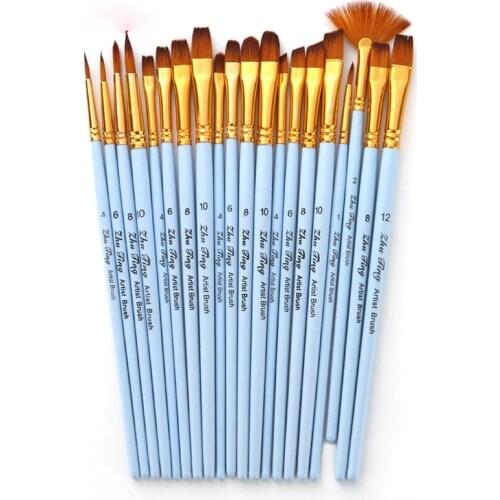 4Pcs/Set Wooden Handle Oil Painting Brushes Watercolor Paint Pen Multi-function Nylon Hair Drawing Art Supplies