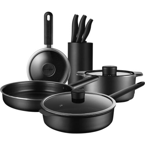 Stone non-stick kitchenware set energy gathering pot bottom full set household non-stick pot three-piece set diversion design