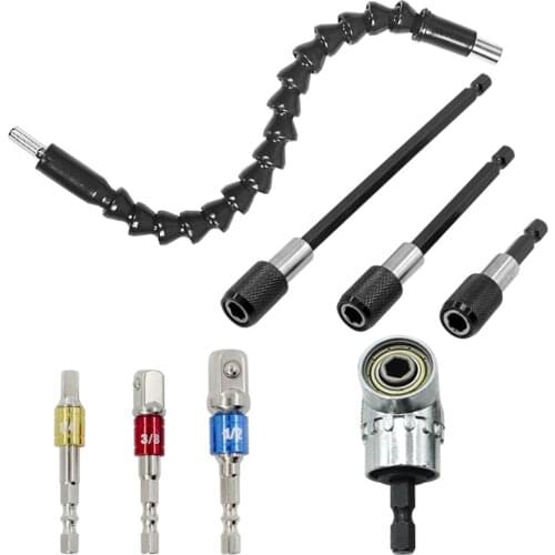 8PCS/Lots 105 Degree Right Angle Head Screw Driver Quick Release Self-locking Post Cardan Shaft Electric Tool Set 1/4 3/8 1/2