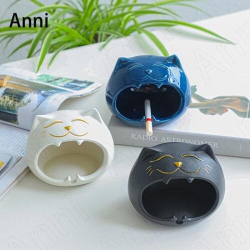 Creativity Cartoon Cat Ceramic Ashtray Nordic Modern Funny Large Anti-fly Ash Ashtrays Coffee Table Desktop Ash Tray Home Decor