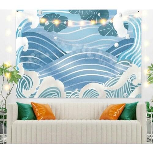 Scenery Tapestry Blue Waves Color Clouds for Livingroom Photography Wall Decor