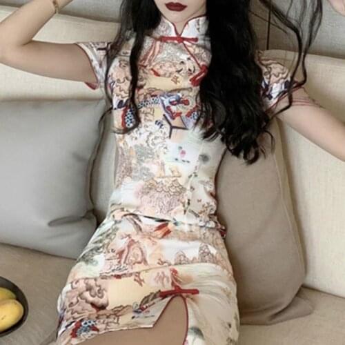 Spring/summer Korean Sexy Woman Embroidered Improved Cheongsam Dress Renaissance Vintage Sweet Girl Harajuku Elegant Woman Dress