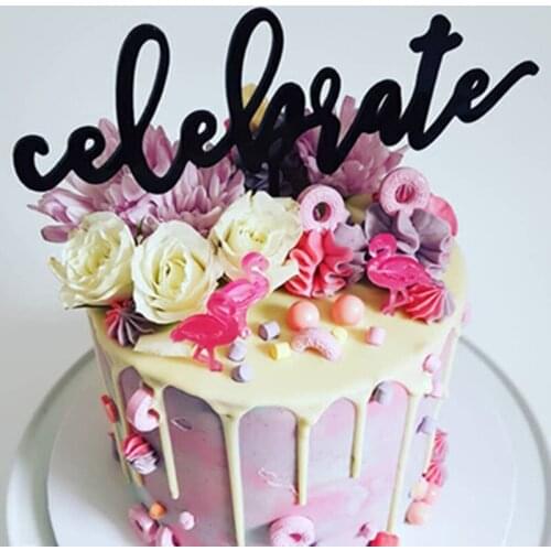 Celebrate Happy Birthday Acrylic Cake Topper Gold Graduation Season Cake Topper for Graduation Birthday Party Cake Decorations