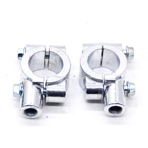 Pair 7/8" Inch 22mm Handlebar 10mm 8mm Thread Motorcycle Mirror Mount Clamp Rear View Mirror Holder Adapter Silver Black