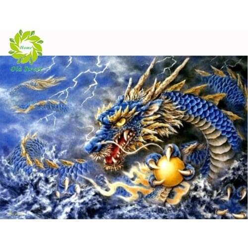 Old DIY Diamond Mosaic Dargon diamond embroidery Needlework Full Square Diamond Painting Cross Stitch Diamond Crystal Wall Art