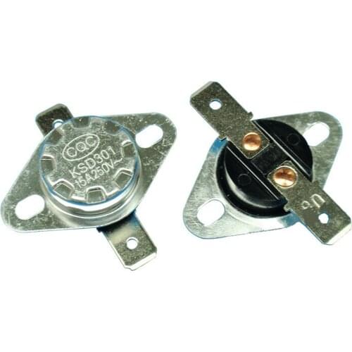 10 pcs Thermal Switch Ksd301 45-135 15A 250V Normally Closed Jump Thermostat Temperature Switch