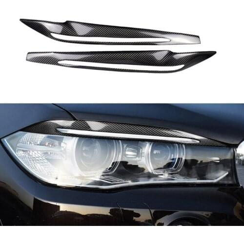 Carbon Fiber Decor Headlights Eyebrows Eyelids Trim Cover Car Light Stickers for BMW F15/F16 X5 X6 2014-2018 Accessories