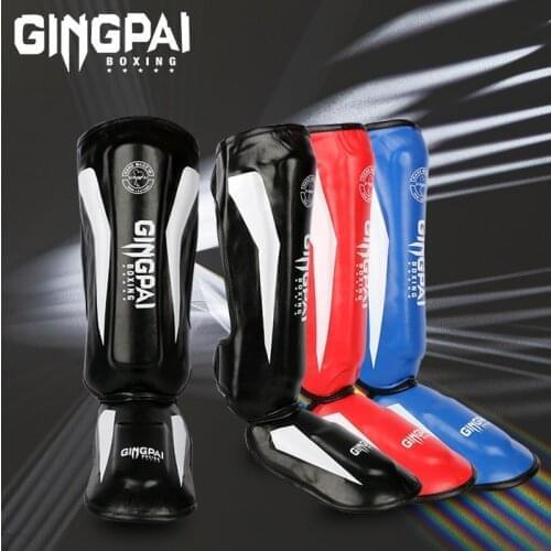 Thicker Boxing Shin Guards PU Leather Protection Leggings Equipment Martial Arts Muay Thai Leg Taekwondo Feet Ankle Protectors