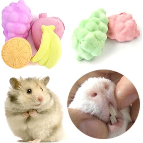 Cute New 5pcs Small Pet Animal Fruit Shape Minerals Molar Stone Pet Molar Stone Chew Toys For Chinchilla/Hamster/Guinea Pigs