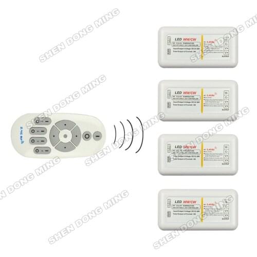 1X remote + 4X 8A 4-zone RF Wireless 2.4G Remote color temperatur controller for bulb& led strip,Free Shipping