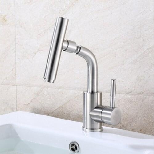 1 pc Bathroom Basin Mixer 304 Stainless Steel Body Basin Faucets Cold & Hot Water Basin Mixer Tap Home Improvement