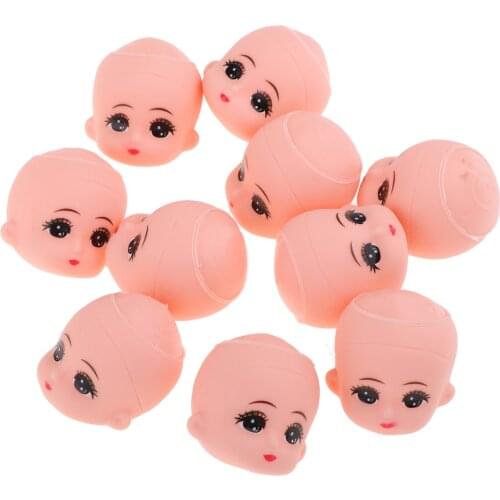 10 Pieces Mini Heads Mold Bald Head Sculpt With Big Eyes For 5inch Mini Bathing Doll Custom Making Accessory