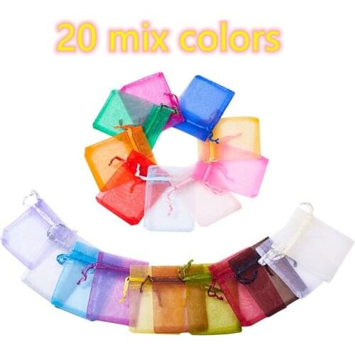 20PCS 15x10cm Organza Bags Jewelry Packaging Bags Wedding Party Decoration Drawable Bags Gift Pouches 20 colors Display