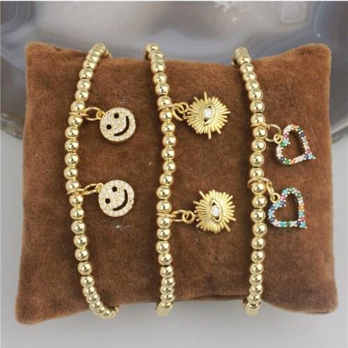 5pcs/lot New arrival cz charm bracelet,popular smile face and heart pendant bracelet jewelry,wholesale ladies bracelet