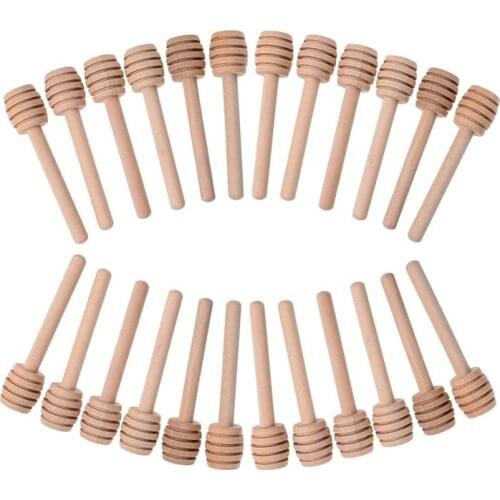 50 Pack of Mini 3 Inch Wood Honey Dipper Sticks, Individually Wrapped, Server for Honey Jar Dispenser Drizzled Honey, Wedding Pa