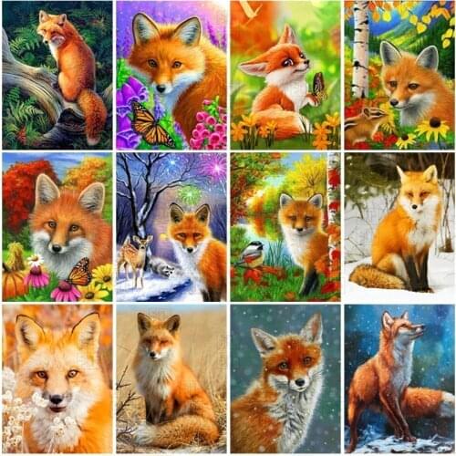5D Diy Diamond Painting Beautiful Animal Fox Full Round Square Resin Mosaic Diamond Embroidery Cross Stitch Kits Wall Art Decor