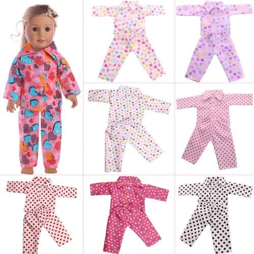 Promotion!Handmade Doll Clothes Pajamas= Shirt + Trousers for American 18 Inch Girl Doll & 43 cm Born Baby Doll & Our Generation