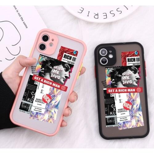 Phone Case for IPhone 12 11 Pro Max SE 2020 7 8 Plus 6S X XR XS Back Cover Soft Bumper Fundas Capa Artistic David Pattern Cover