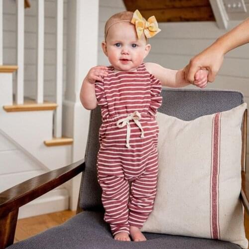 Childrens clothing clothes Boys clothes Newborn Baby Girl Boy Backless Striped Ruffle Romper Overalls Jumpsuit Clothes L30821