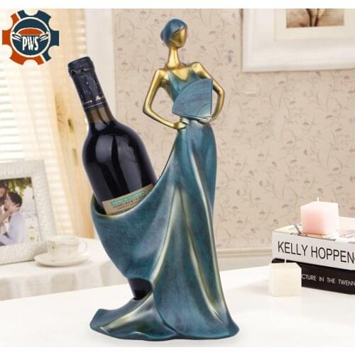 2021 Creative Home Decorative Figurines Ornament Modern Minimalist Blue Take Fan Beauty Wine Rack Decoration Funny Wedding Craft
