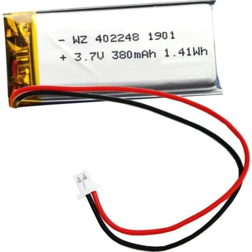 3.7V lithium polymer battery 402248-380mah Bluetooth audio Walkman locator 3D glasses battery