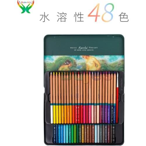 Marco Renoir Fine 24/36/48/72/100 Colors Water soluble color Drawing Base Pencil Tin Set Art design and painting art suppies
