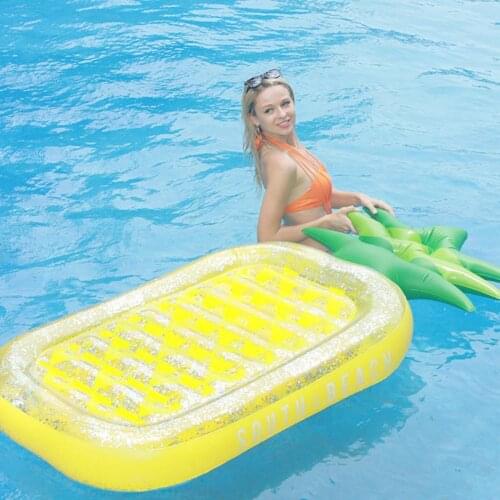 Swimming Mattress Sequin Style Inflatable Fruit Design Inflated Pineapple Float Mattress for Adult Inflated Pineapple Float Matt