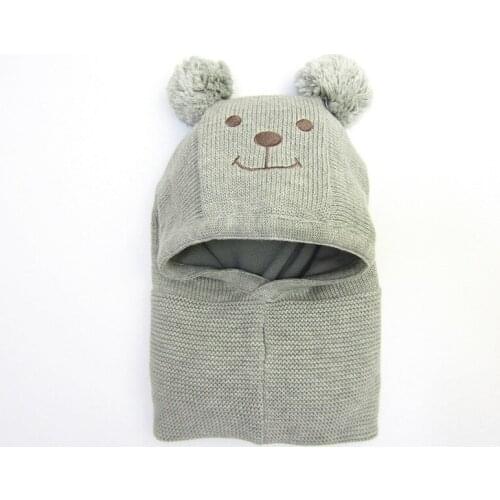 New Winter Bear Children Hat Scarf Cartoon Child Hooded Boys Caps Baby Girls Winter Hats for 1~12 Years Old Masked Hood Cap